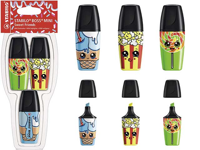 Set di n°3 evidenziatori STABILO BOSS MINI SWEET FRIENDS -  CentroCopieCaricchia